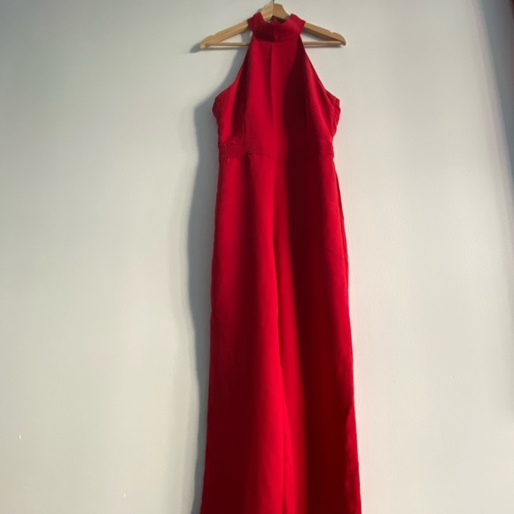 Solid Red mockneck jumpsuit - Picture 8 of 8